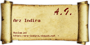 Arz Indira névjegykártya